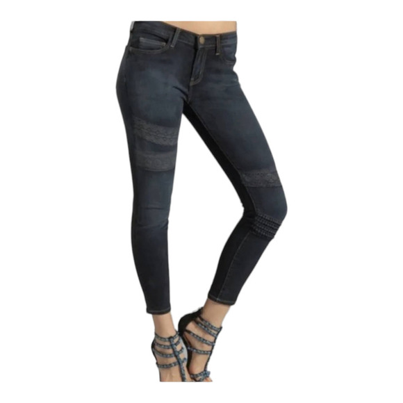 CURRENT / ELLIOTT The STILETTO Skinny Jeans Washed Black with Lace 26 - Picture 1 of 9